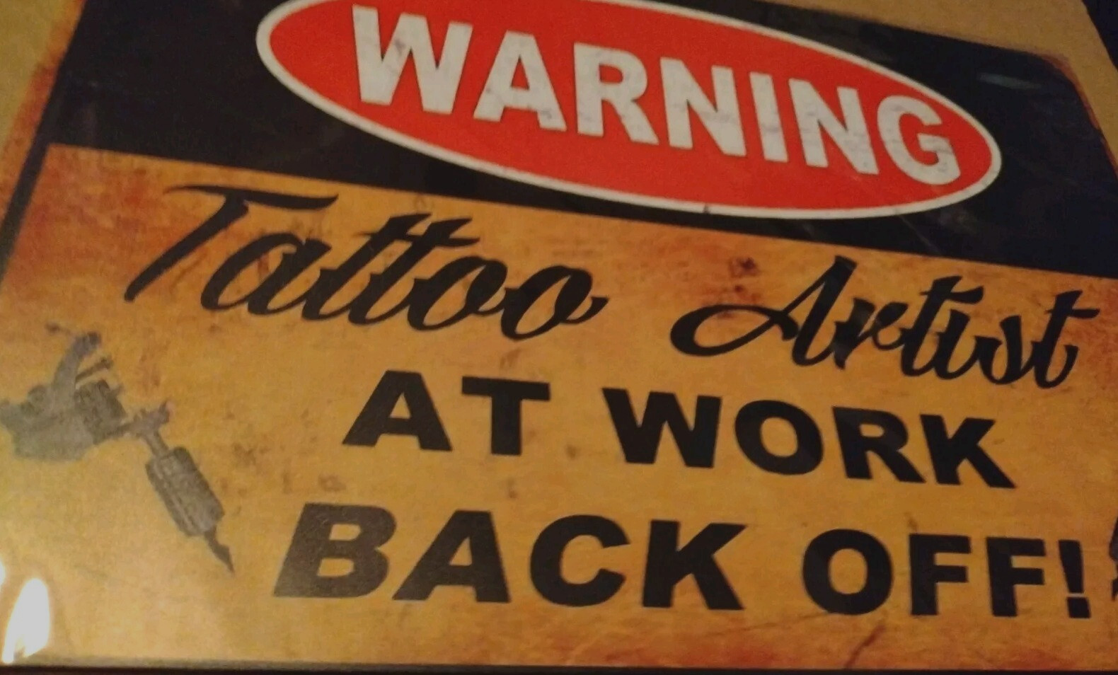 WARNING Tattoo Artist Tin Metal sign Gas Station Man Cave 8&Prime; X 12&Prime; NEW