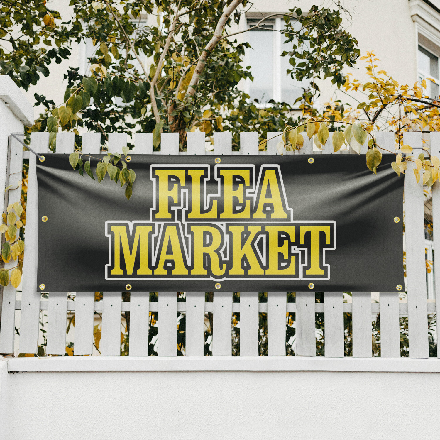 Flea Market 13 oz Vinyl Banner Sign with Metal Grommets Heavy-Duty Single-Sided