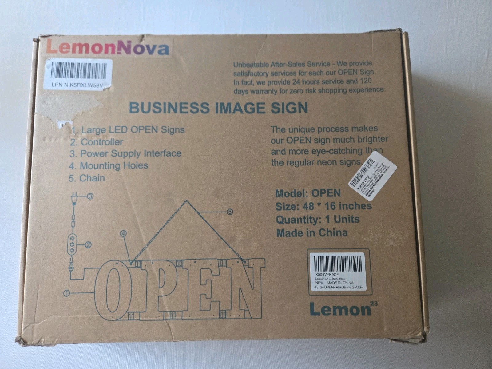 48&Prime;X 16&Prime; Large LED Open Sign with Remote Control High Bright Visibility Business