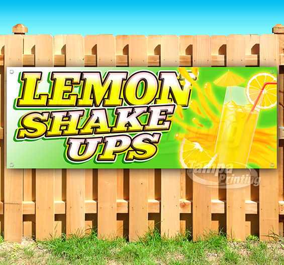 LEMON SHAKE UPS Advertising Vinyl Banner Flag Sign Many Sizes FAIR CARNIVAL FOOD