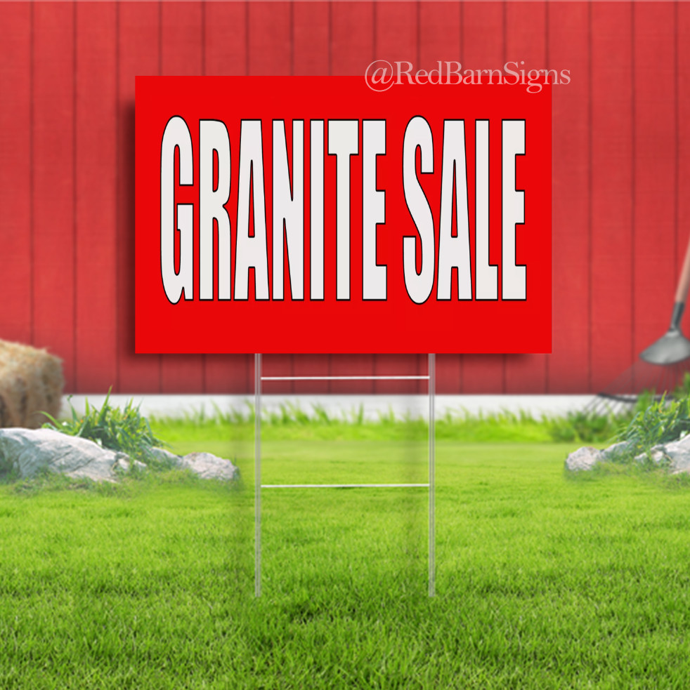 Granite Sale Red Home Remodeling Yard Sign With metal stakes