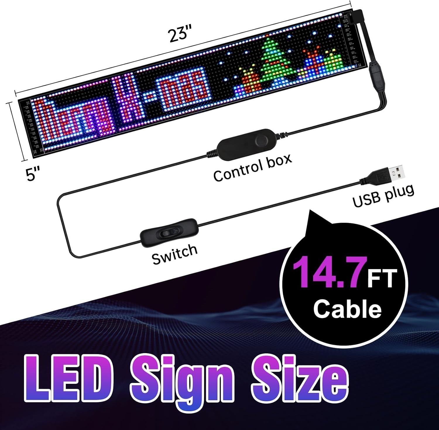 Programmable LED Car Eyes Sign Bluetooth Control Waterproof 23x5in