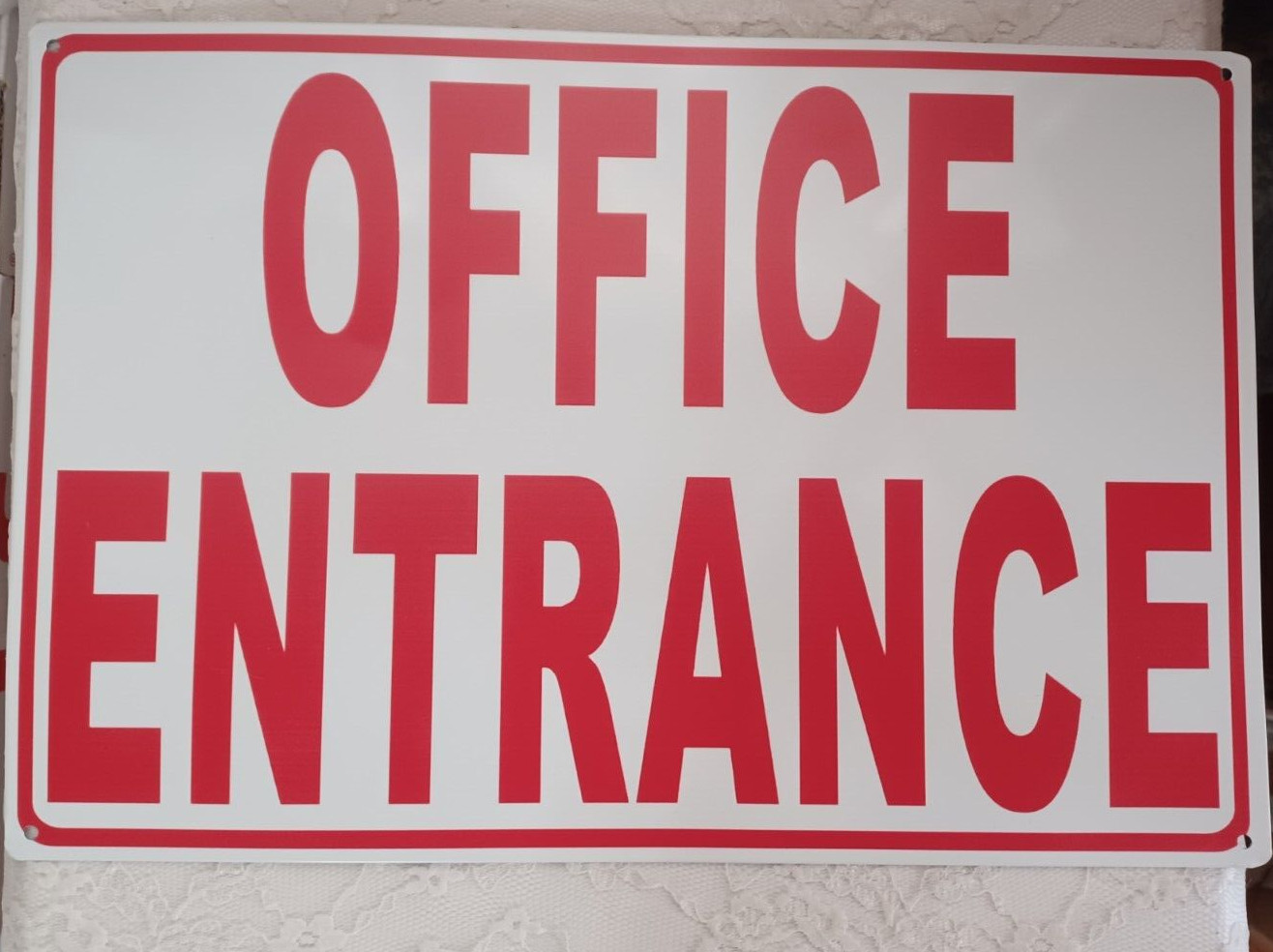 OFFICE ENTRANCE METAL WALL SIGN BUSINESS ENTER 11 1/2&Prime; x 17 5/8&Prime; LARGER *DEFECTS