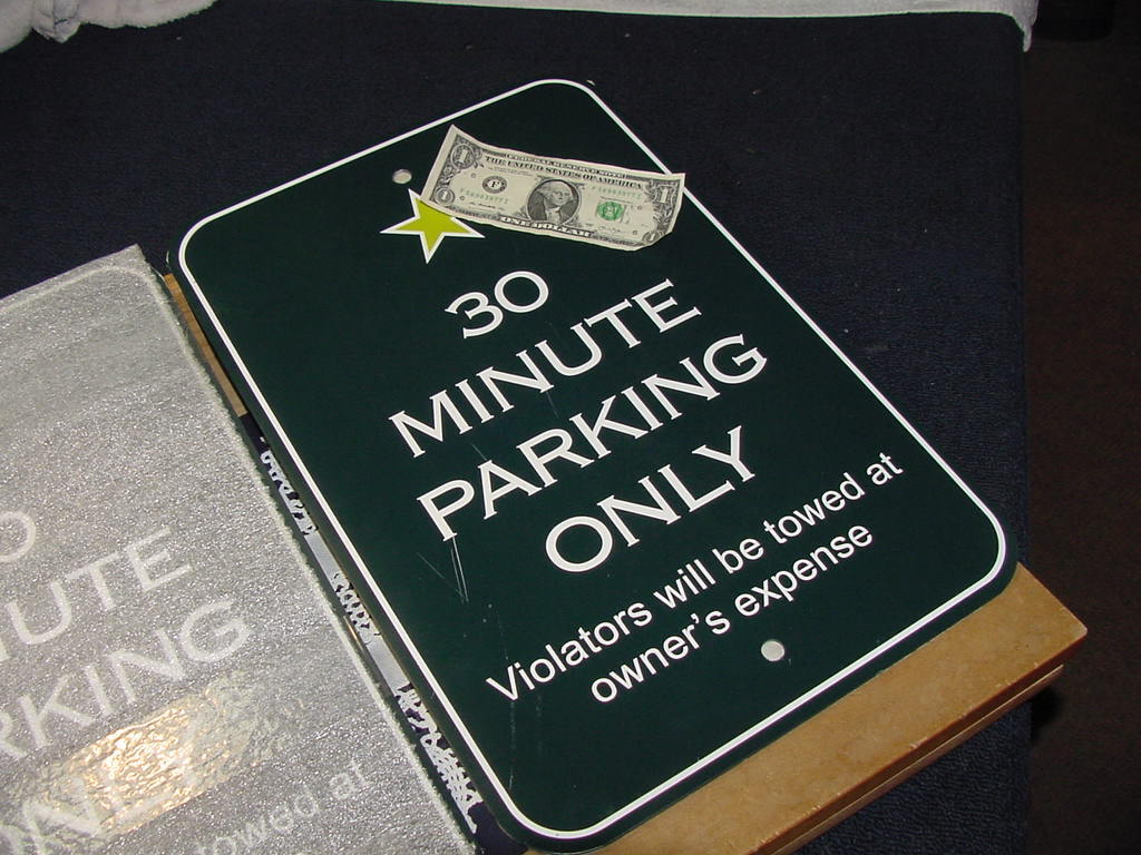 Lot of Four (4) Customer Parking Signs, 30 Minute and No Parking 12 In X 18 In.