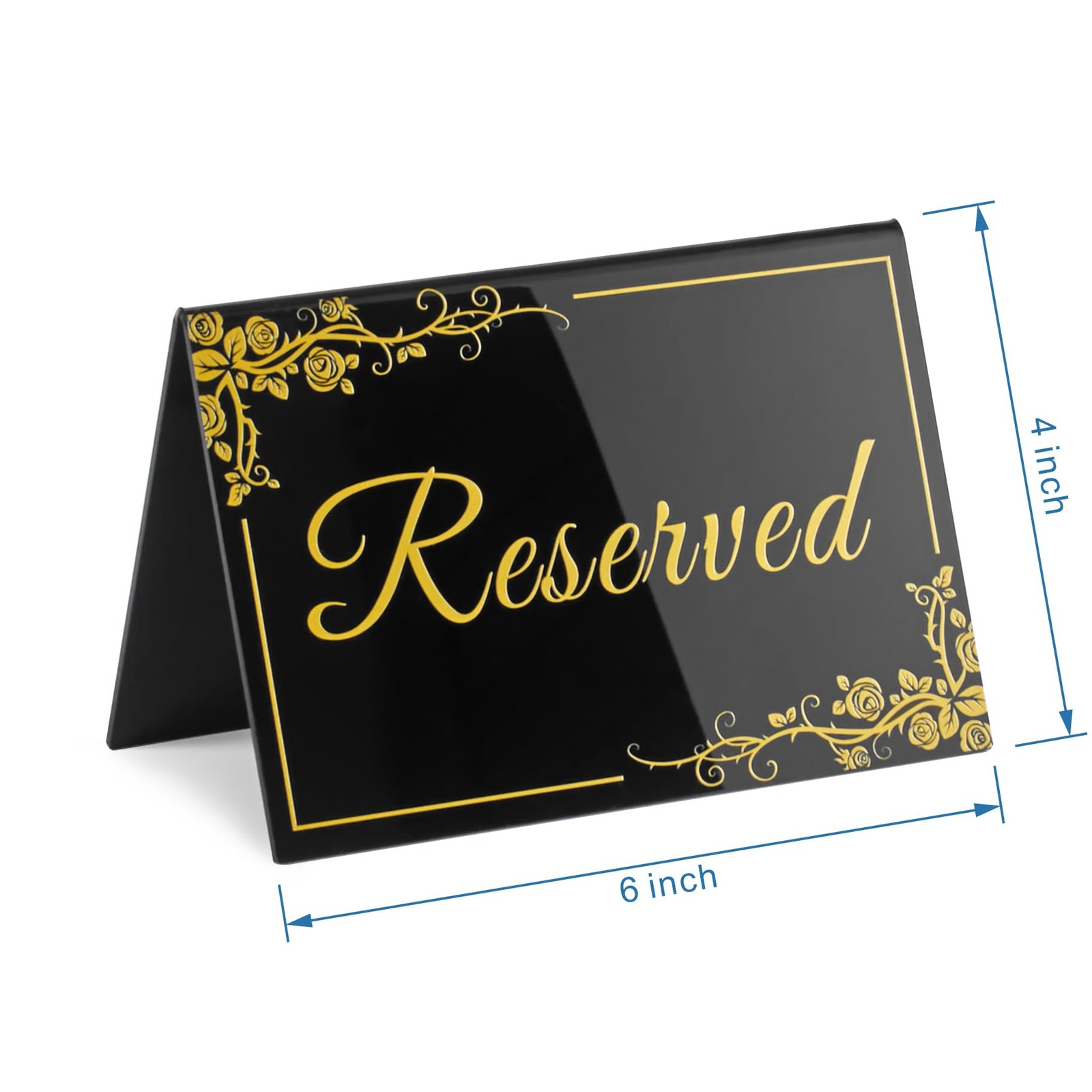 10 PCS Black Acrylic Double Sided Reserved Table Tent Sign Card 6×4 Inch