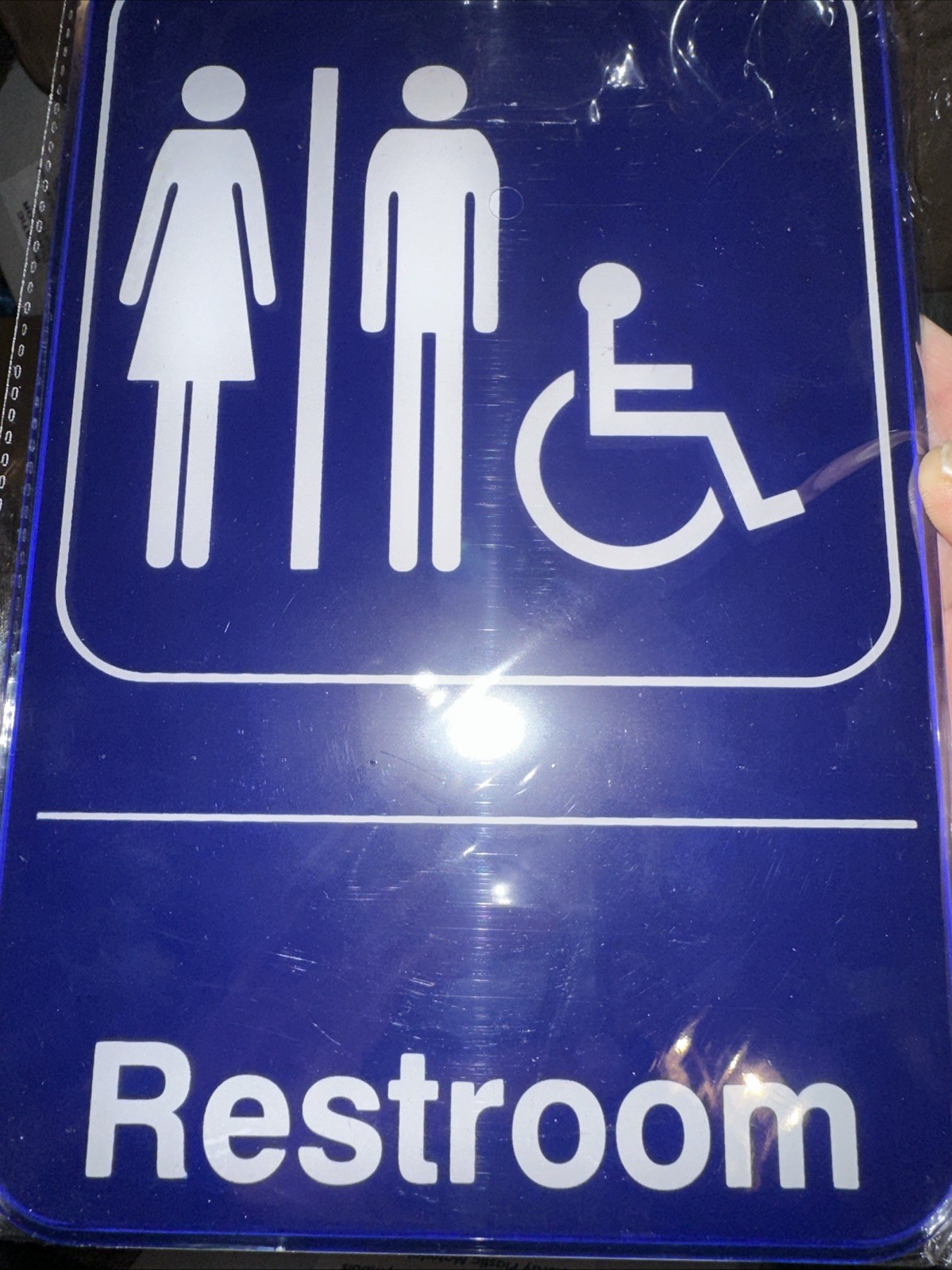 Lot Of 12 ADA Handicap Accessible Women & Men Restroom Sign, 9&Prime; x 6&Prime; Blue