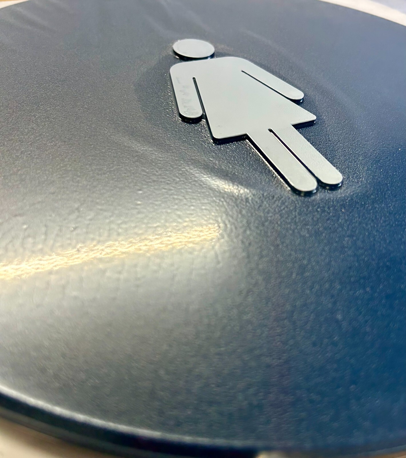 California ADA Compliant Sign 12&Prime; Round Self Adhesive Plastic Women&rsquo;s Room Blue