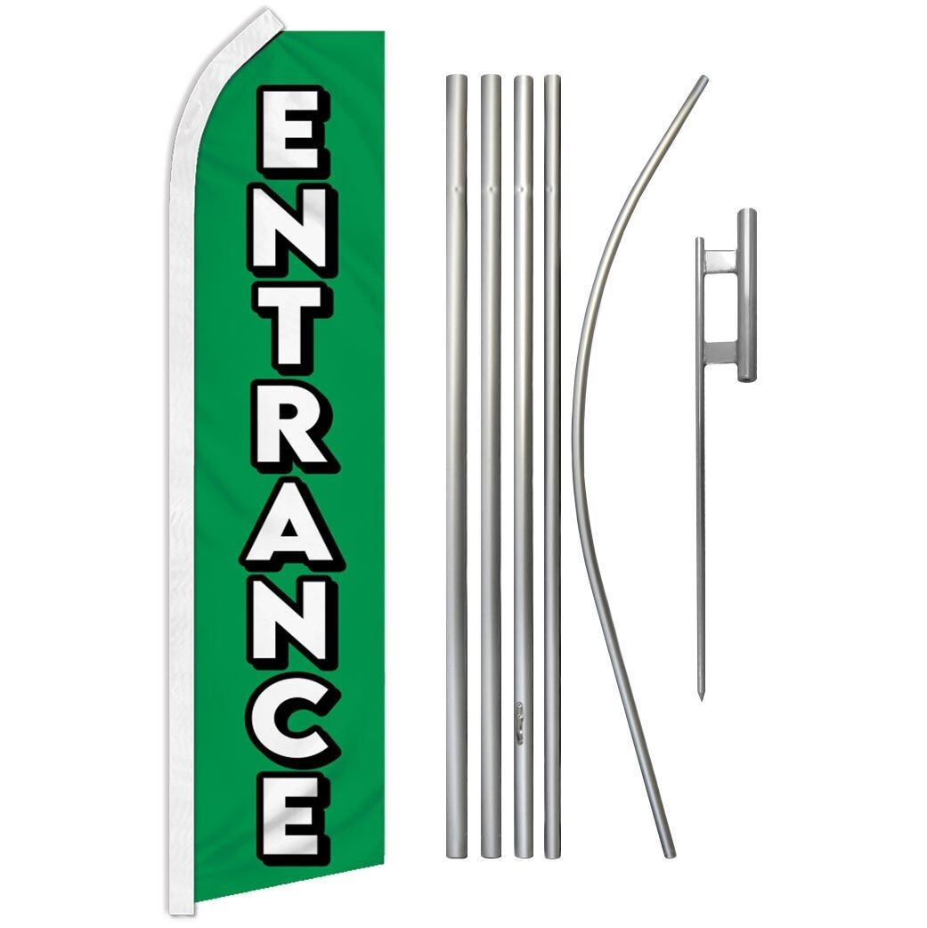 Entrance (Green) Swooper Advertising Flag & Pole Kit