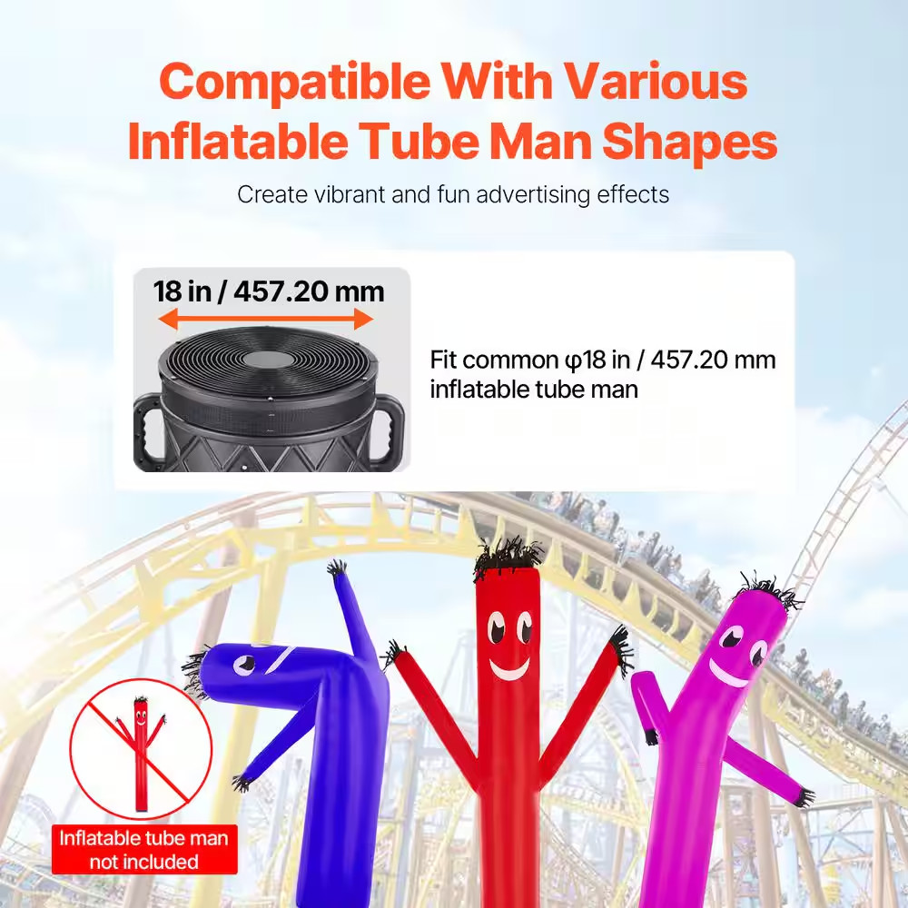 Inflatable Tube Man Blower 1 HP 18 In. Air Dancers Blower Fan in Gray for Waving