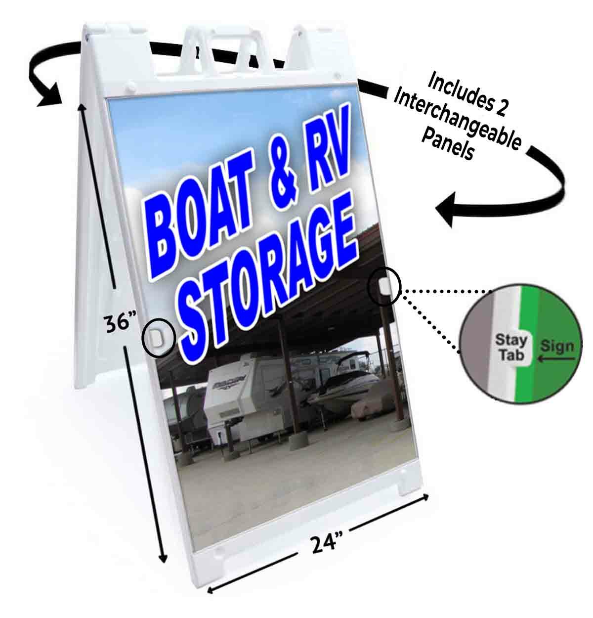 BOAT AND RV STORAGE Signicade 24×36 A Frame Sidewalk Pavement Sign Double Sided