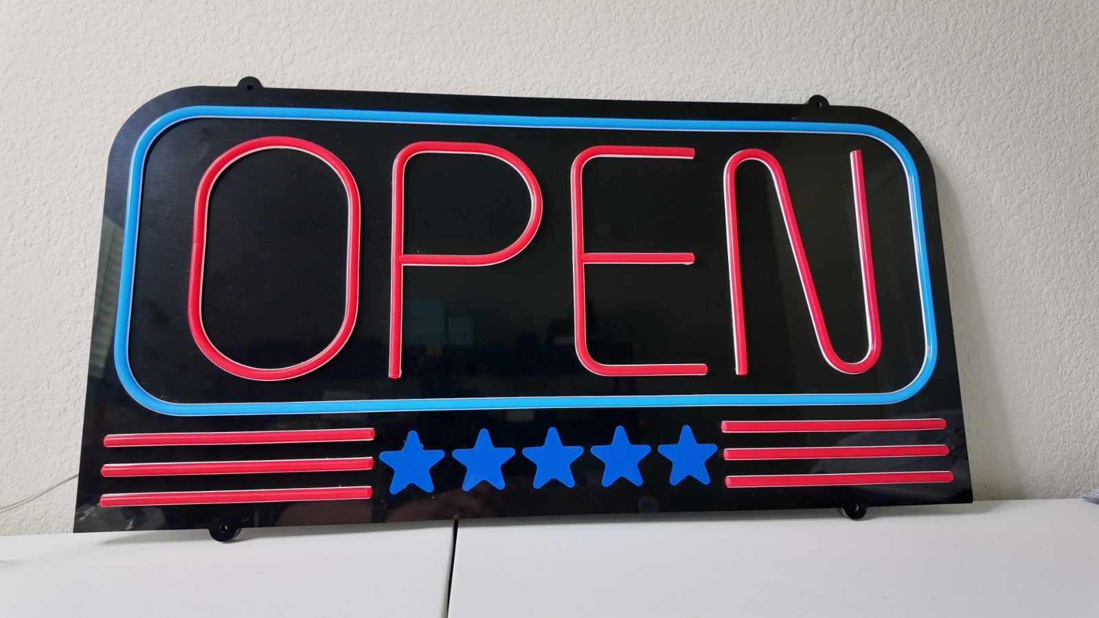 Large LED Neon Open Sign 24&Prime;x12&Prime; American Flag Bright for Restaurant Bar Store