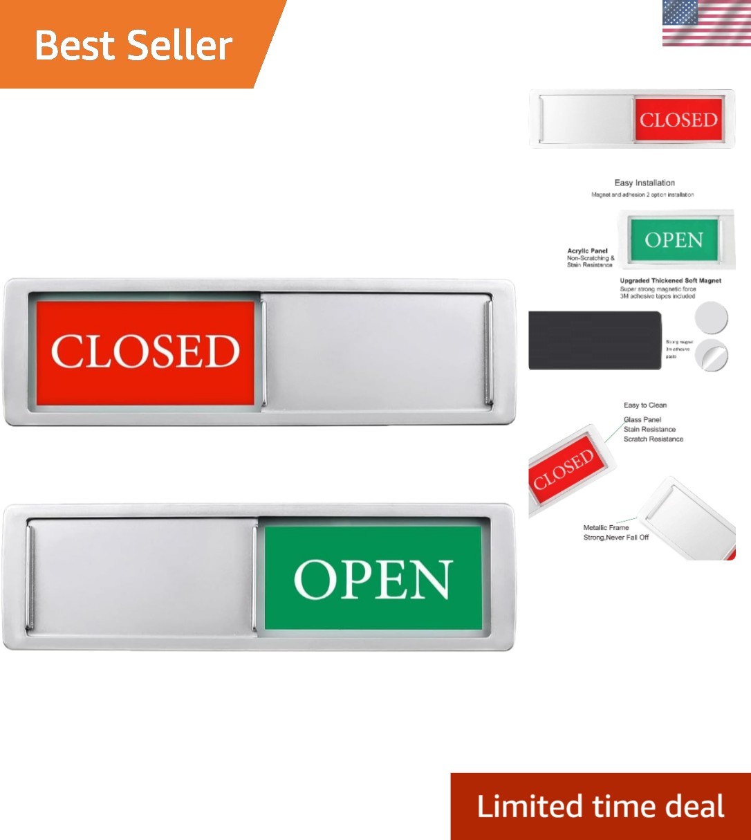 Professional Open/Closed Business Sign for Doors & Windows