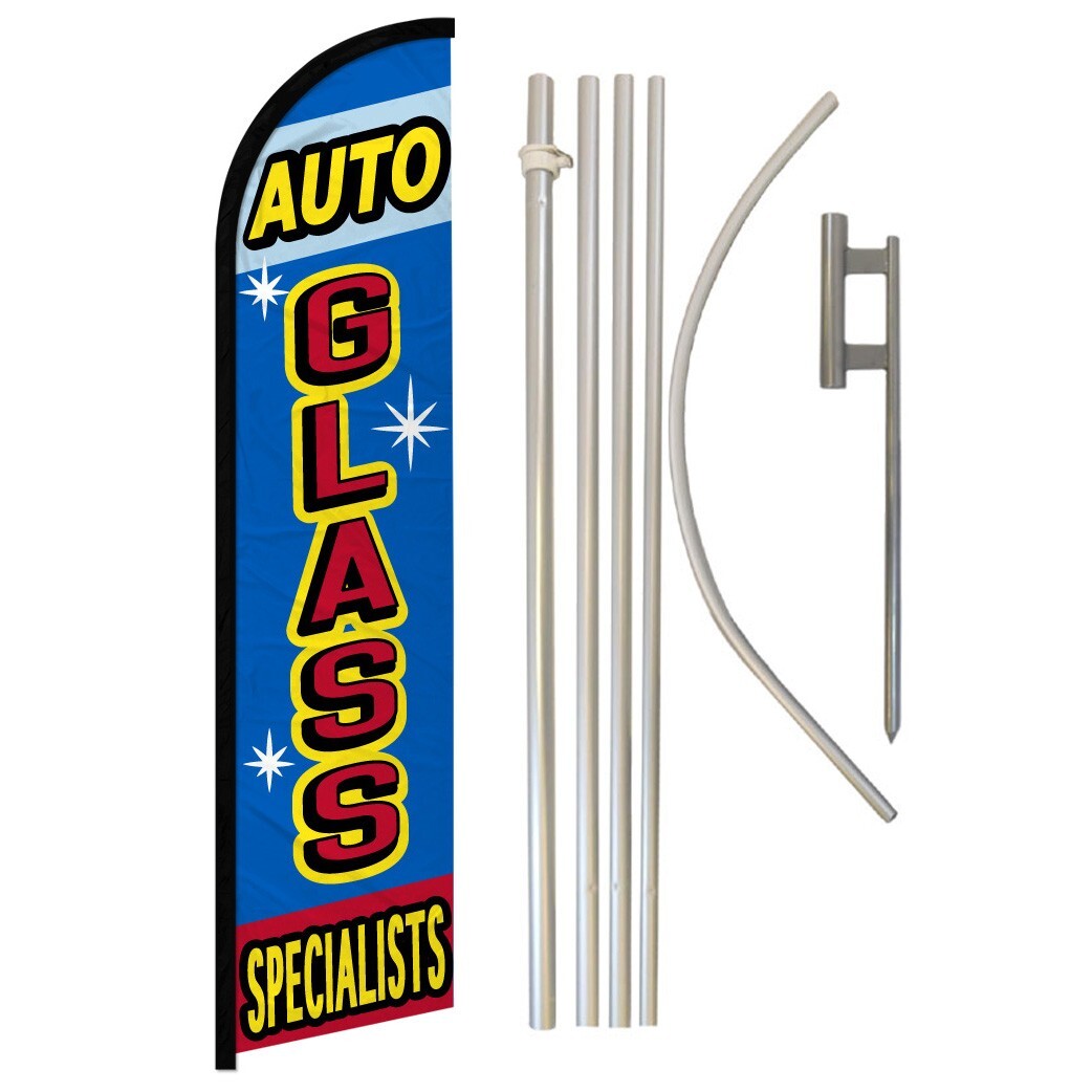 Auto Glass Specialists Windless Banner Swooper Advertising Flag Kit Mechanic