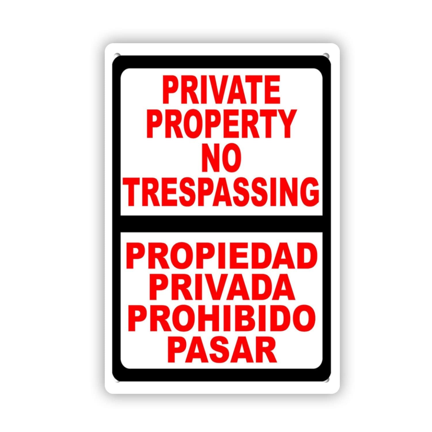 Bilingual Private Property No Trespassing English & Spanish Security Signs. P…