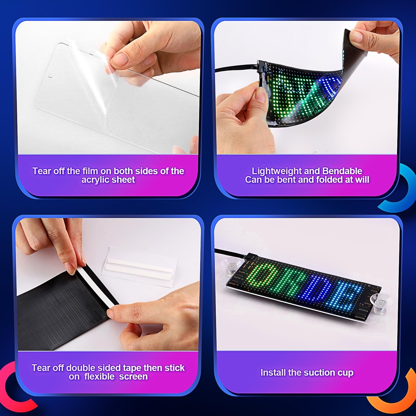 Programmable LED Matrix Light Sign for Car – Bluetooth Custom Text & Animation D