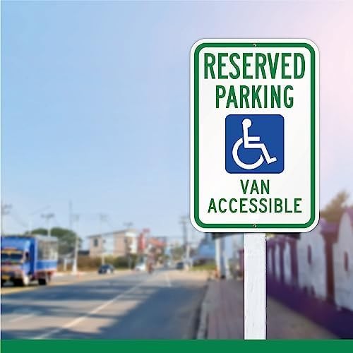 Olanzu 6 Pack Handicap Van Accessible Sign 12 X 17- Aluminum – Engineer Grade