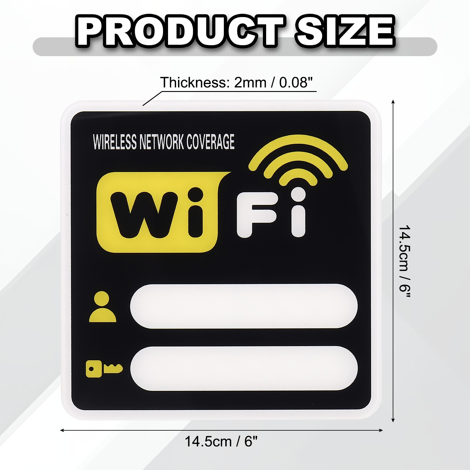 6&Prime; x 6&Prime; Wifi Password Sign, 1 Pcs Acrylic WiFi Sign Self Adhesive, Yellow