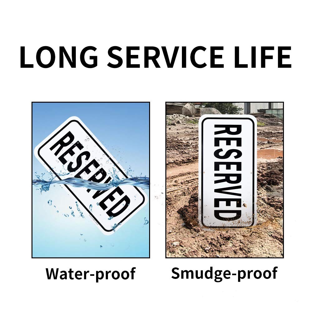2 PCS Reserved Sign 12×6 Inch .040 Aluminum Reflective Rust Free Weather
