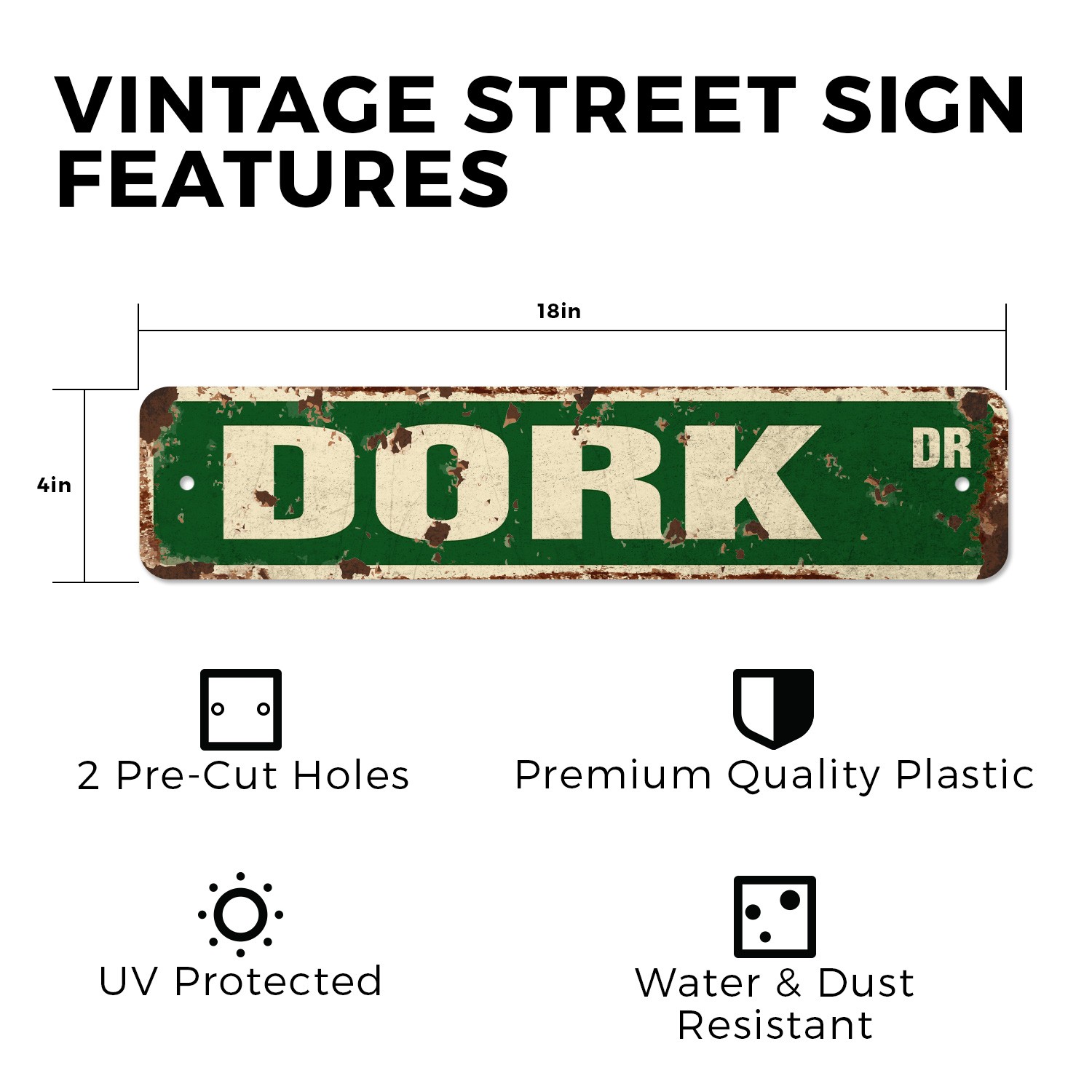DORK Vintage Style Street Sign Plastic Metal stupid inept nerd geek silly
