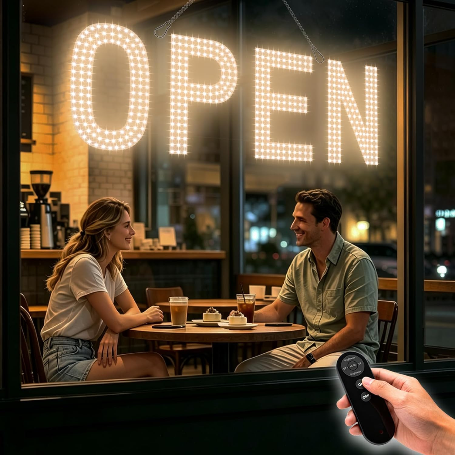 Open Signs for Business, 30&Prime;X10&Prime; Big & Bright Open Sign with Remote Control Dimm