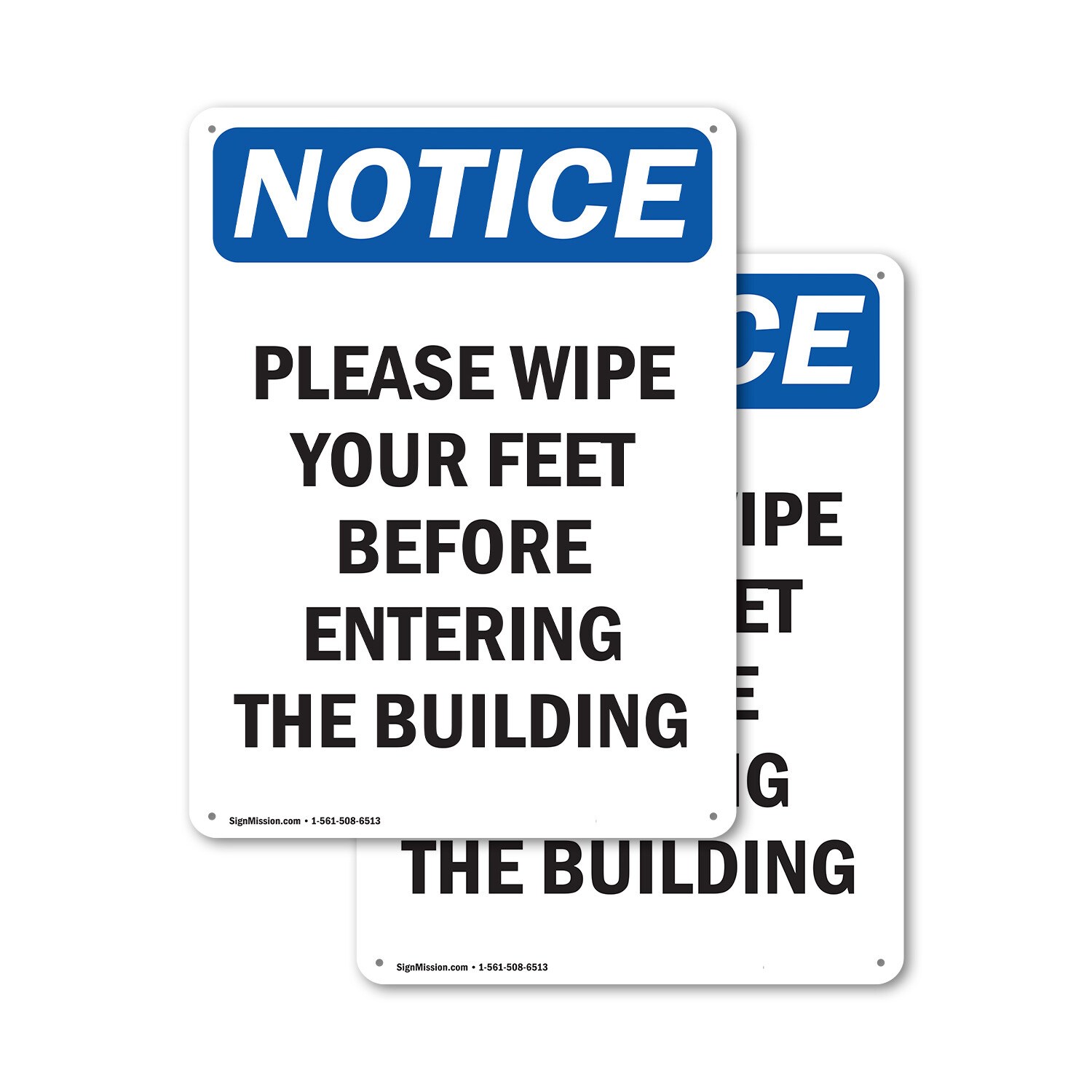 (2 Pack) Please Wipe Your Feet Before Entering OSHA Notice Sign Decal Metal