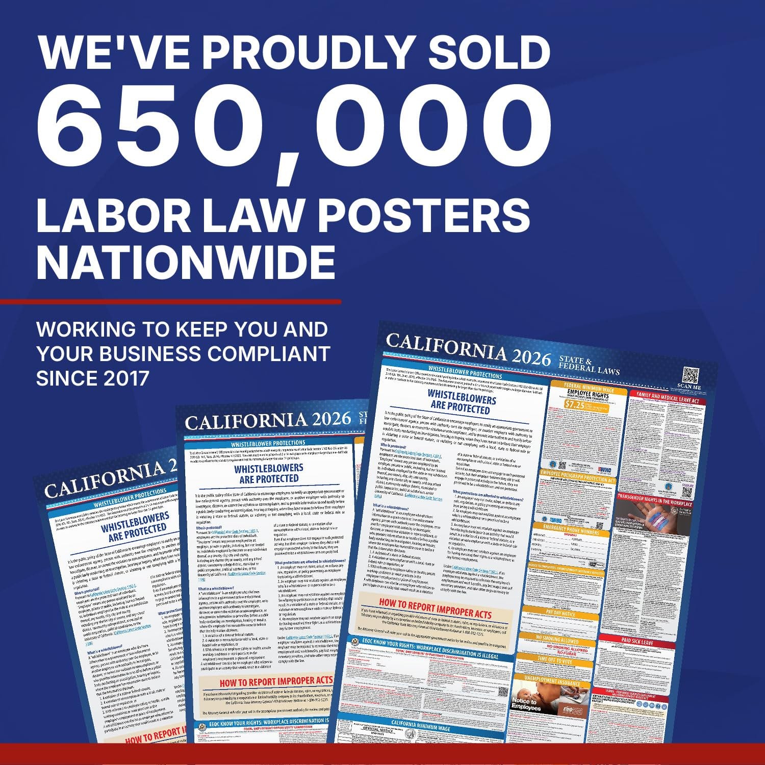2026 California State & Federal Mandatory Labor Law Poster, OSHA Compliant (E…