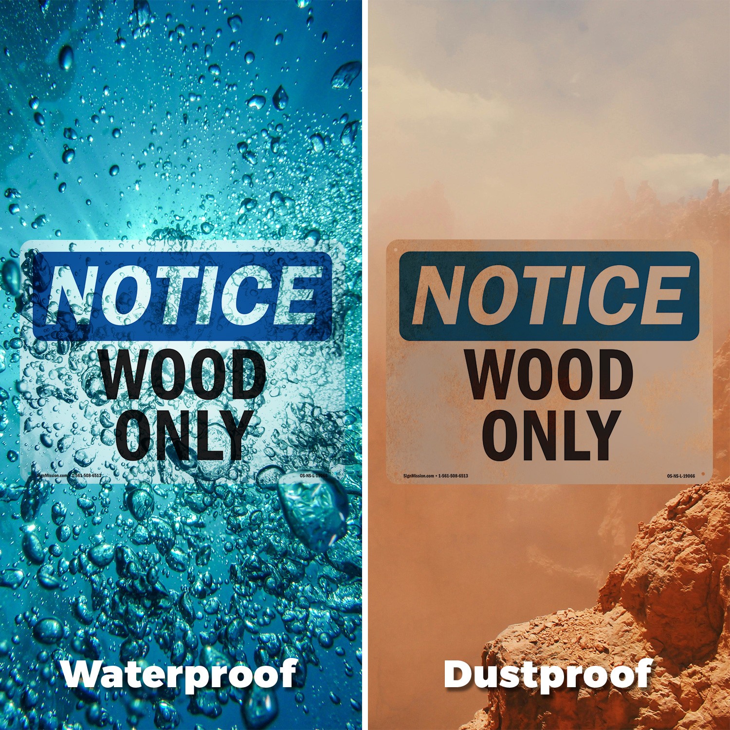 Wood Only OSHA Notice Sign Metal, Plastic, Or Decal – 5 or 10 Pack