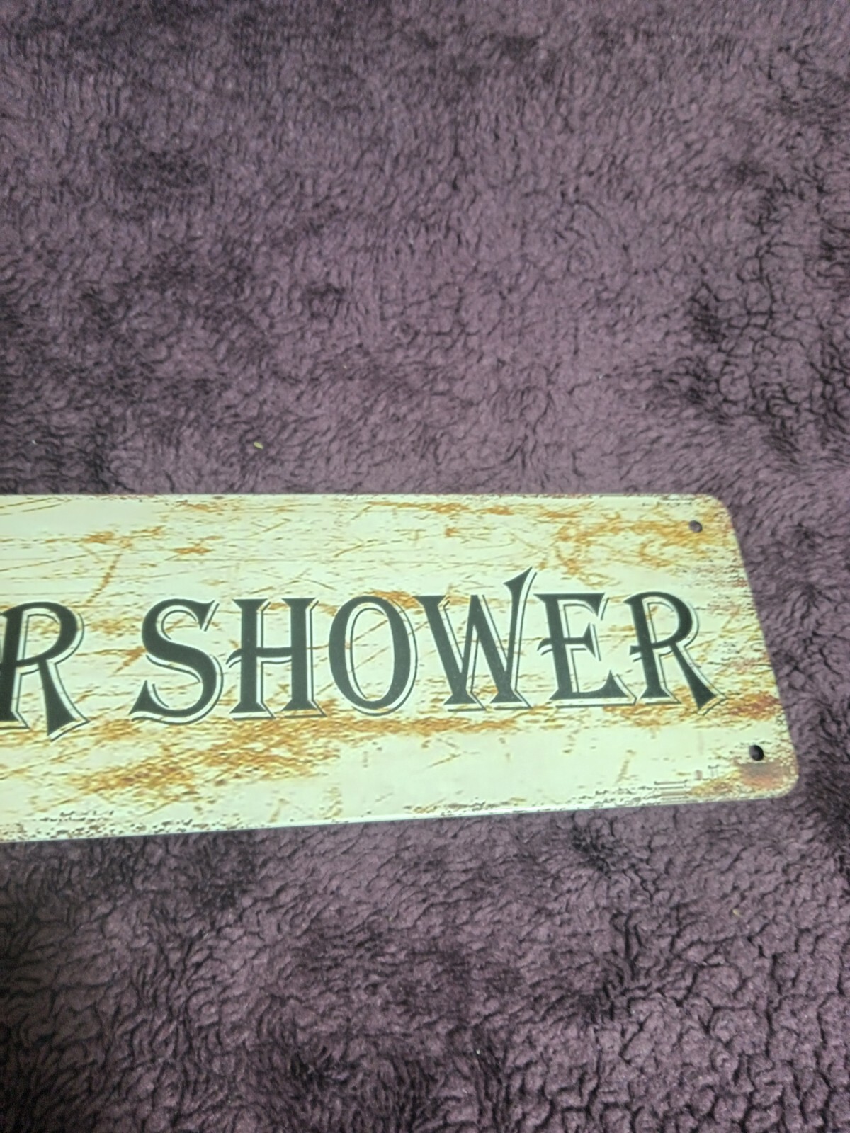 4&Prime; X 15&Prime; Aluminum Garden Sign « OUTDOOR SHOWER » Beige & Brown W/ 4 Mounting Holes