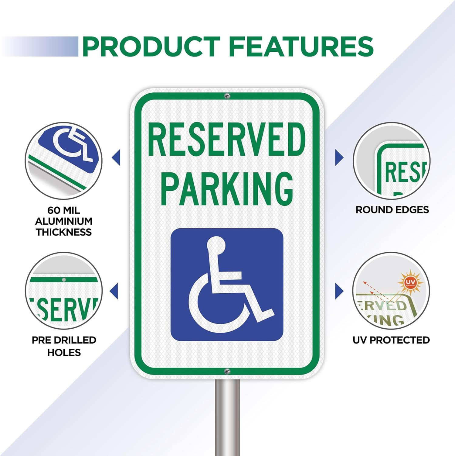12 Pack Handicap Parking Signs – Durable 12&Prime;x18&Prime; Aluminum, UV & Weather Resistan