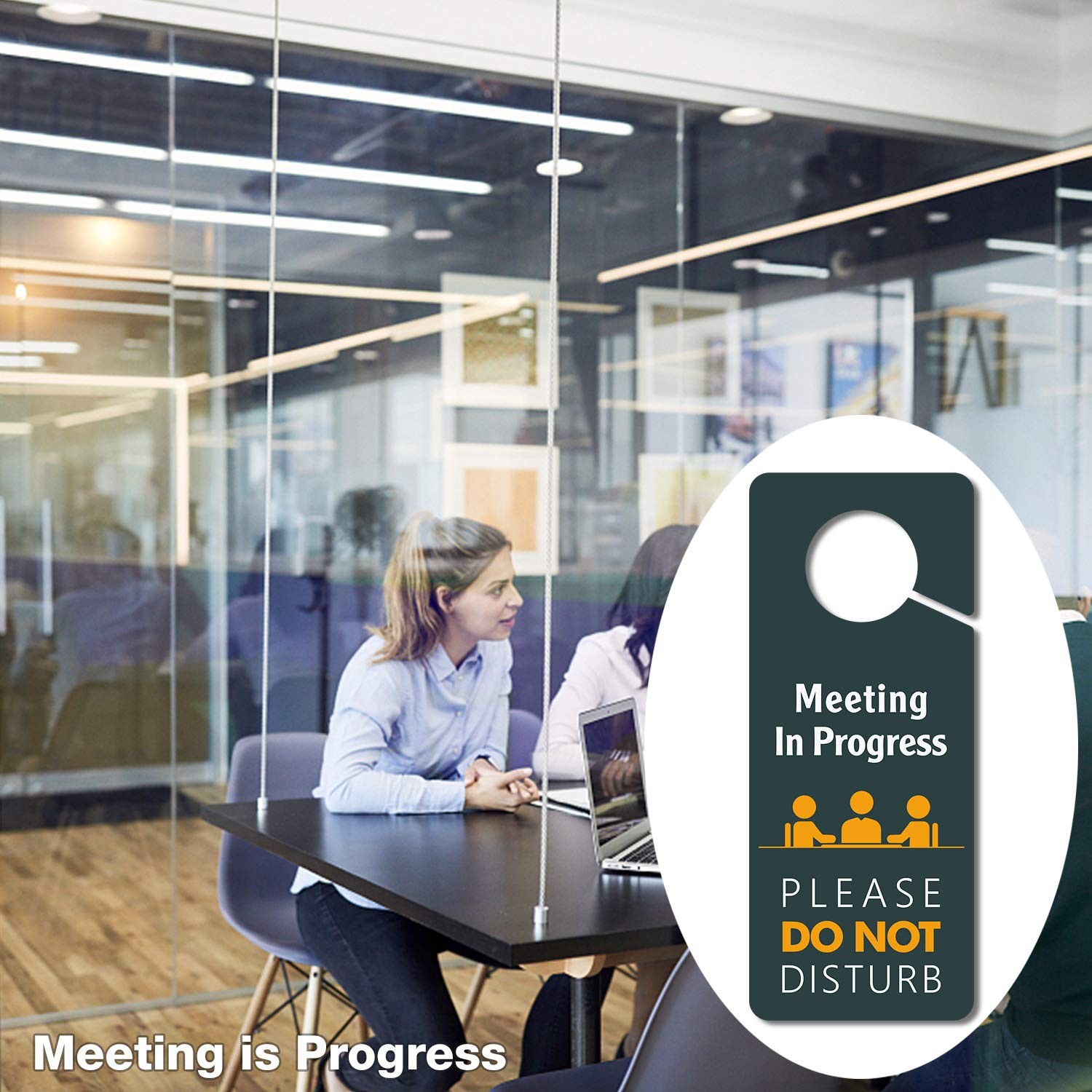 4 PCS Meeting In Progress Do Not Disturb Door Hanger Sign 3.5×8.7 Inch PVC