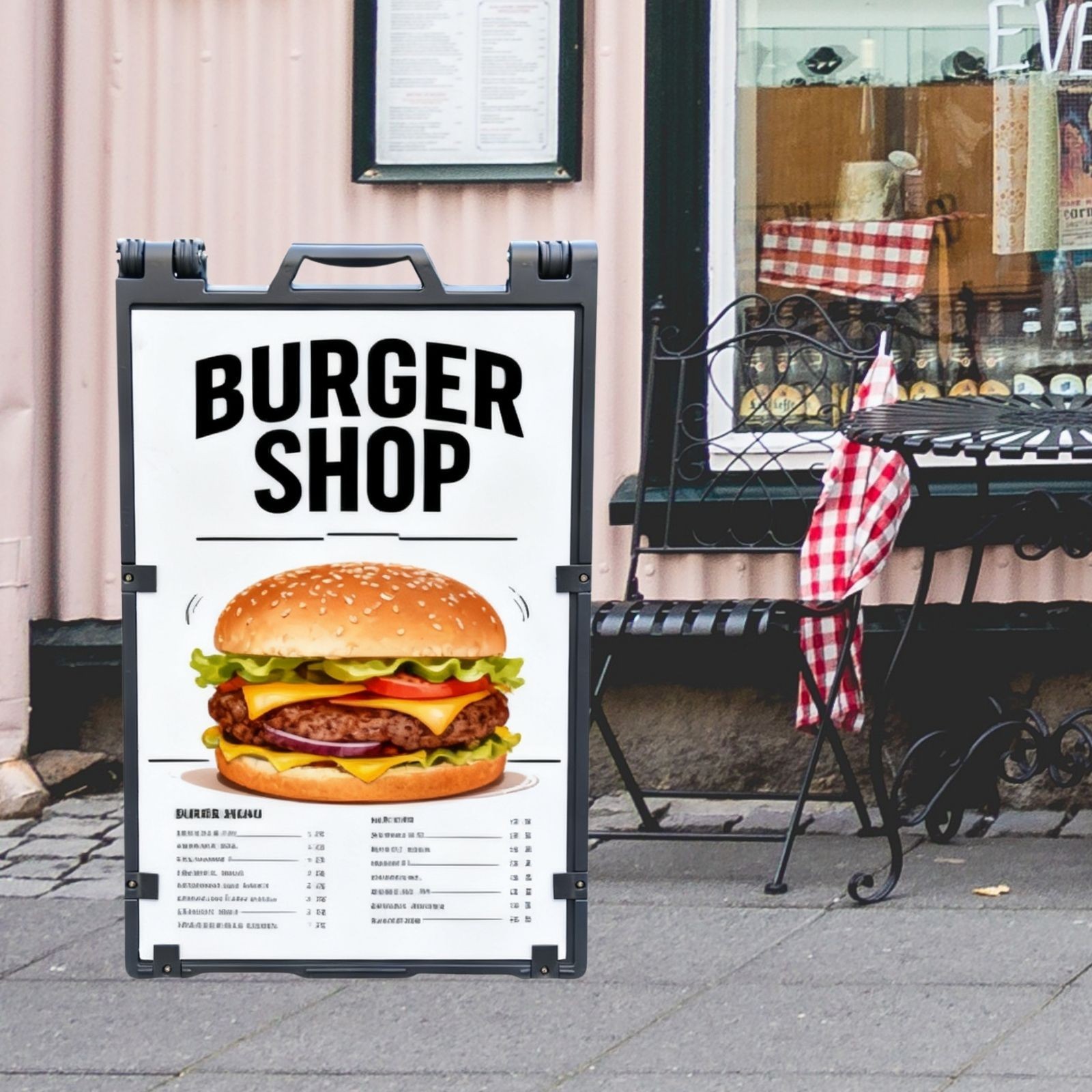 1Pack 24×36” Double Sided A-Frame Sandwich Board Sign Foldable Black Frame Only