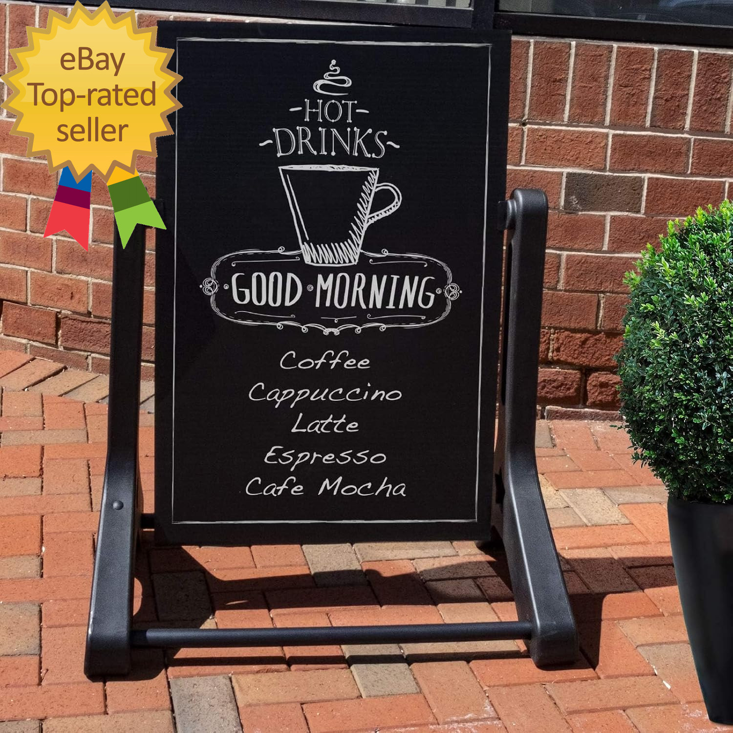 Swinging Changeable Message Sidewalk Sign: 24&Prime; X 36&Prime; Sign with 792 Pre-Cut Doubl