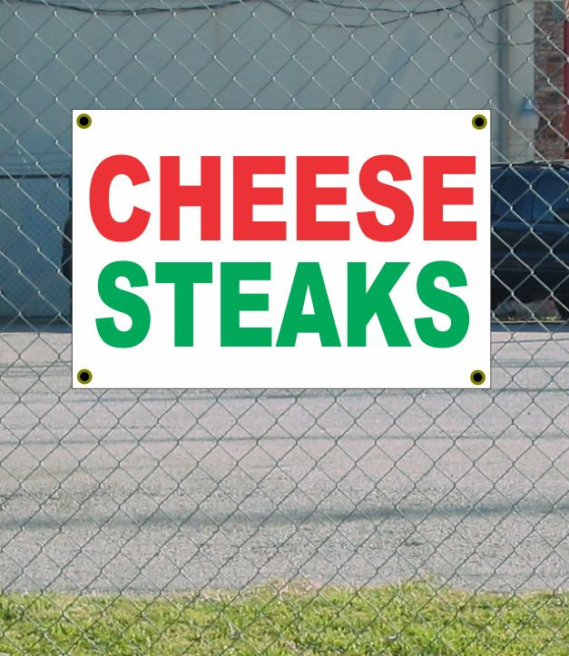 2×3 CHEESE STEAKS Red White & GREEN Banner Sign NEW Discount Size & Price