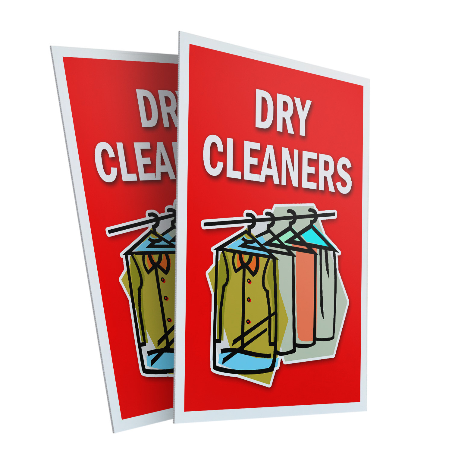 Dry Cleaners 24&Prime; x 36&Prime; 2 Pack Of Store Sign Plastic Or Decal