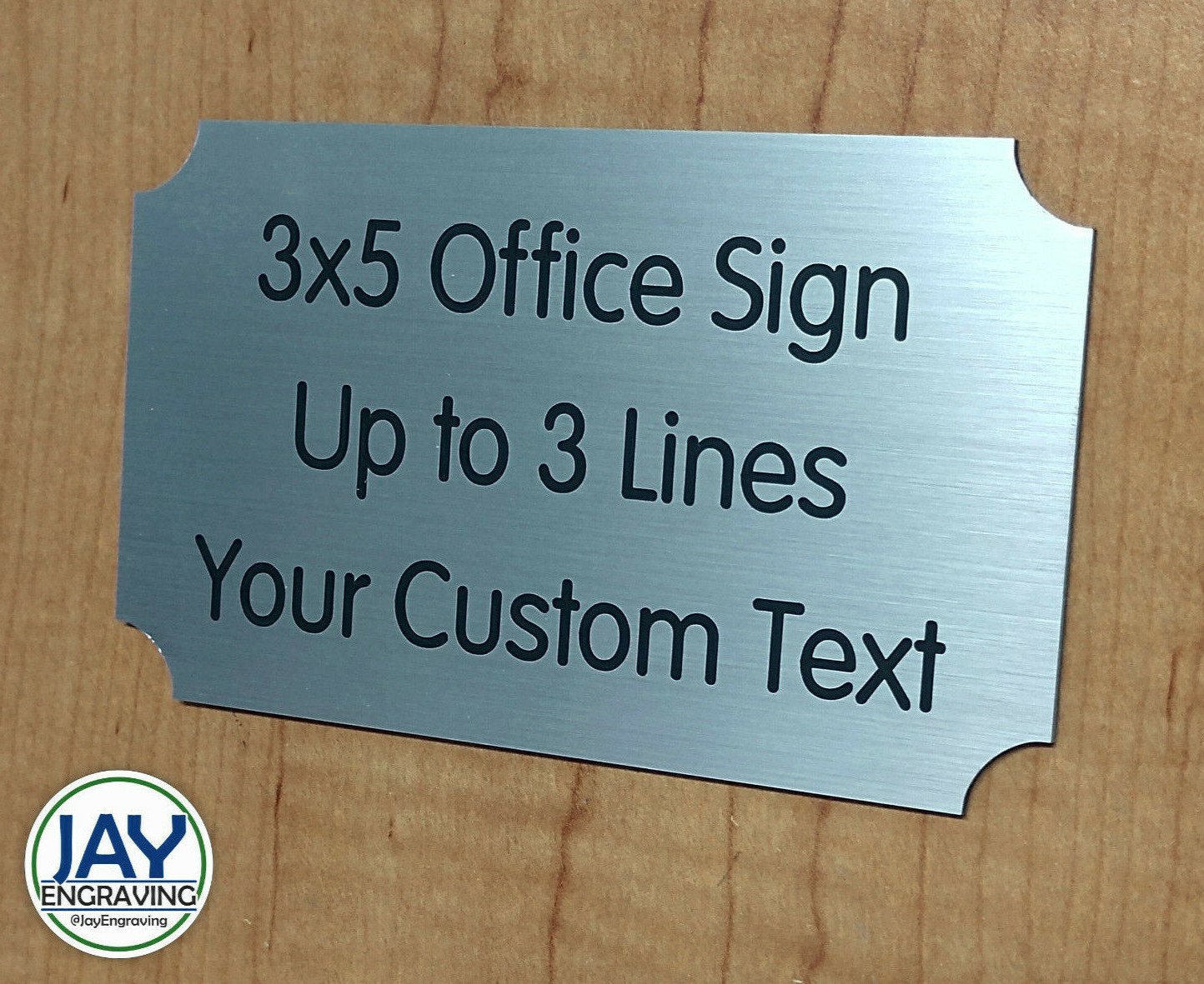 Custom Engraved Brushed Silver 3×5 Office Wall Sign Small Business Door Plaque