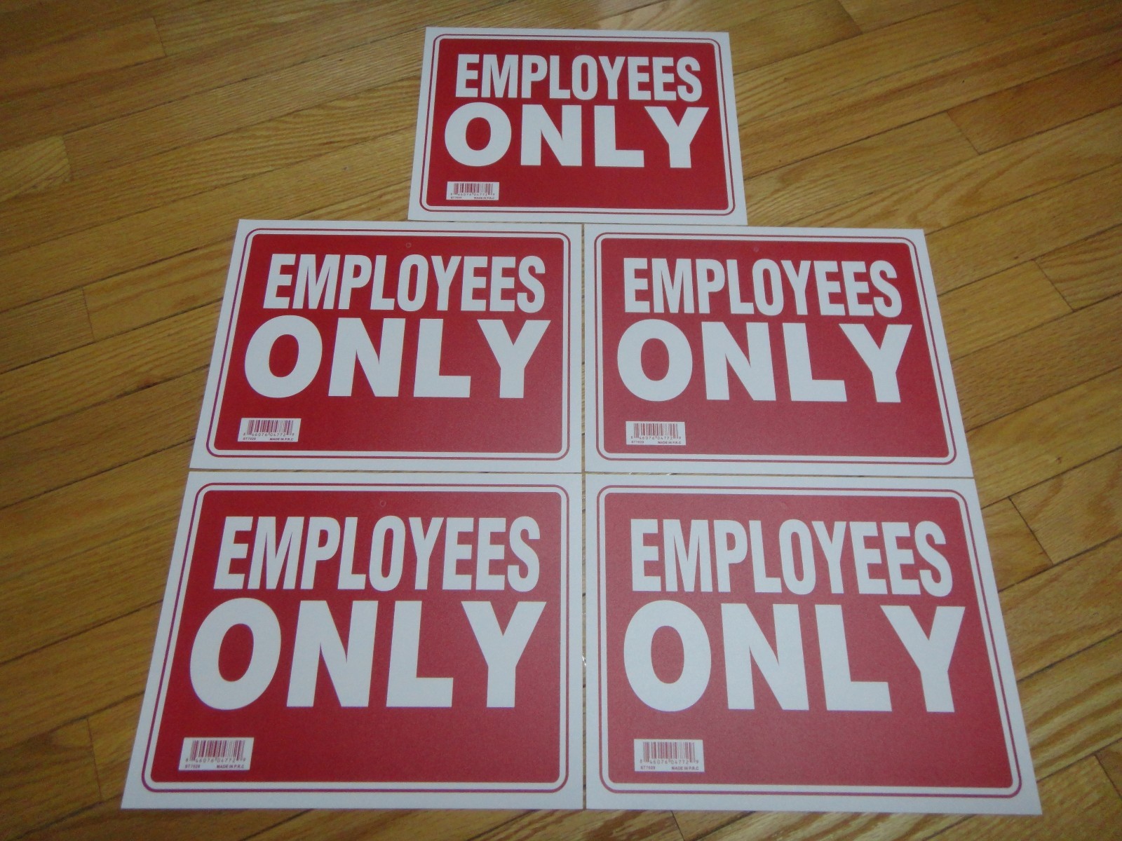 5X- Red & White Flexible Plastic « EMPLOYEES ONLY » Sign 9 x 12 Inch US Seller