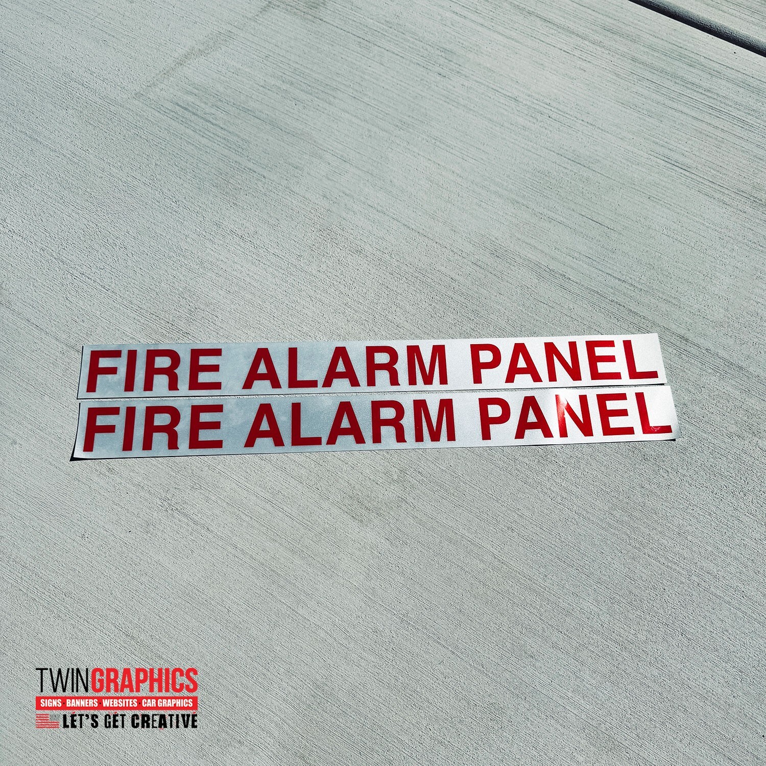 REFLECTIVE FIRE ALARM PANEL DECAL 2-PIECES 24.5&Prime; x 2.25&Prime; FREE SHIPPING