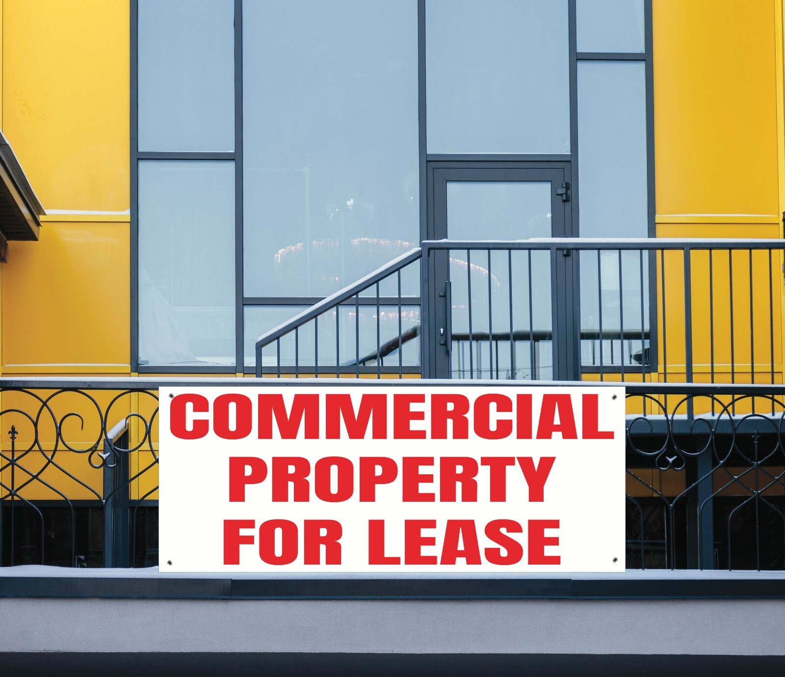 Commercial Property For Lease Banner Sign, Large Red and White Banner 48&Prime; x 20&Prime;