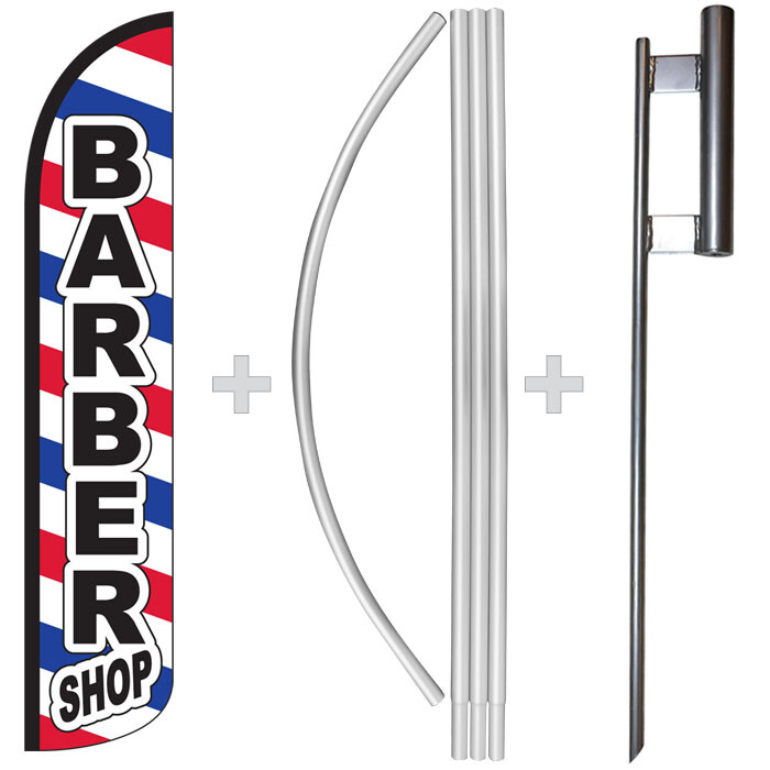 Barber Shop 15&prime; Tall Windless Swooper Feather Banner Flag & Pole Kit