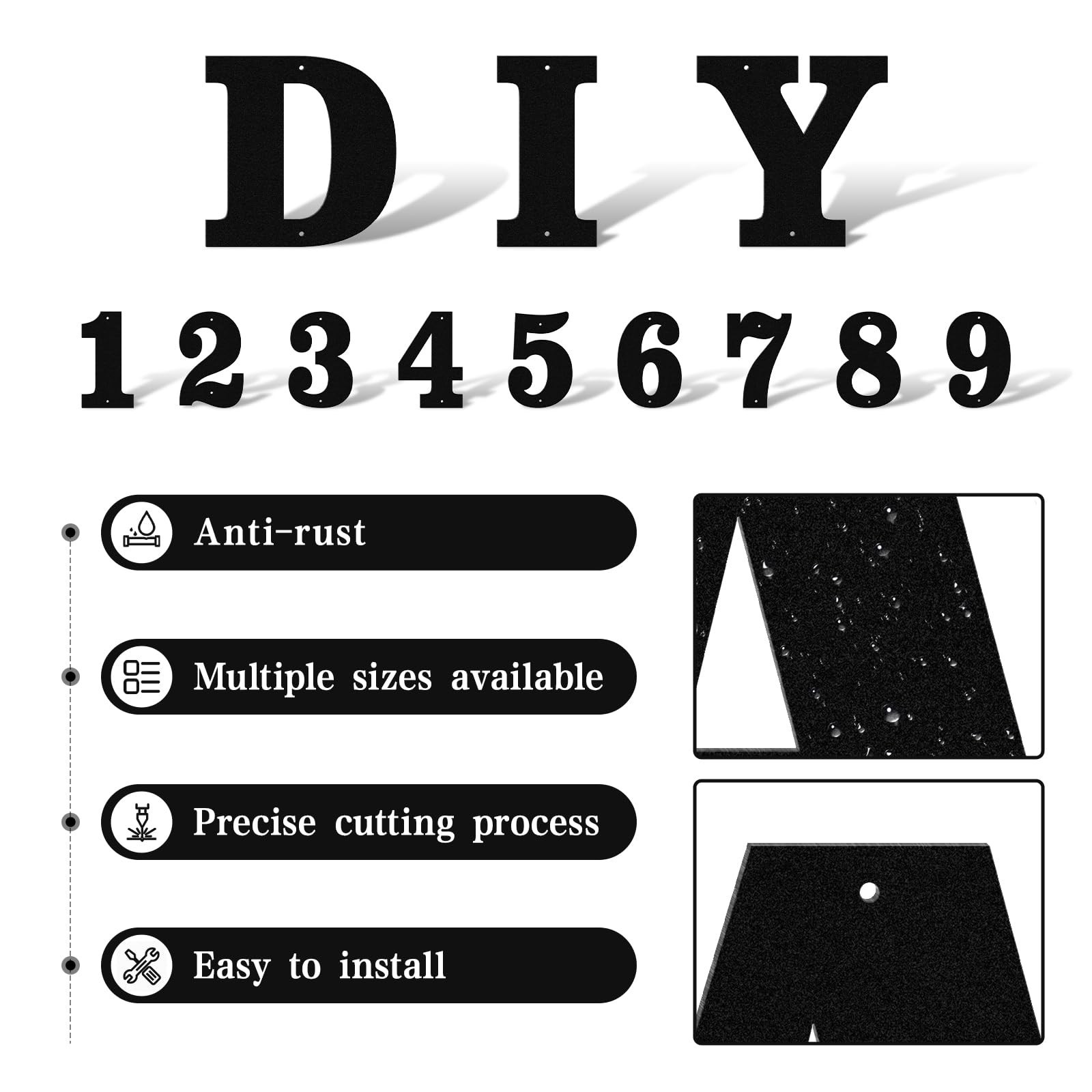4&Prime;5&Prime;6&Prime;7&Prime;8&Prime; House Numbers for Outside Modern Address Sign – Matte Black Metal …