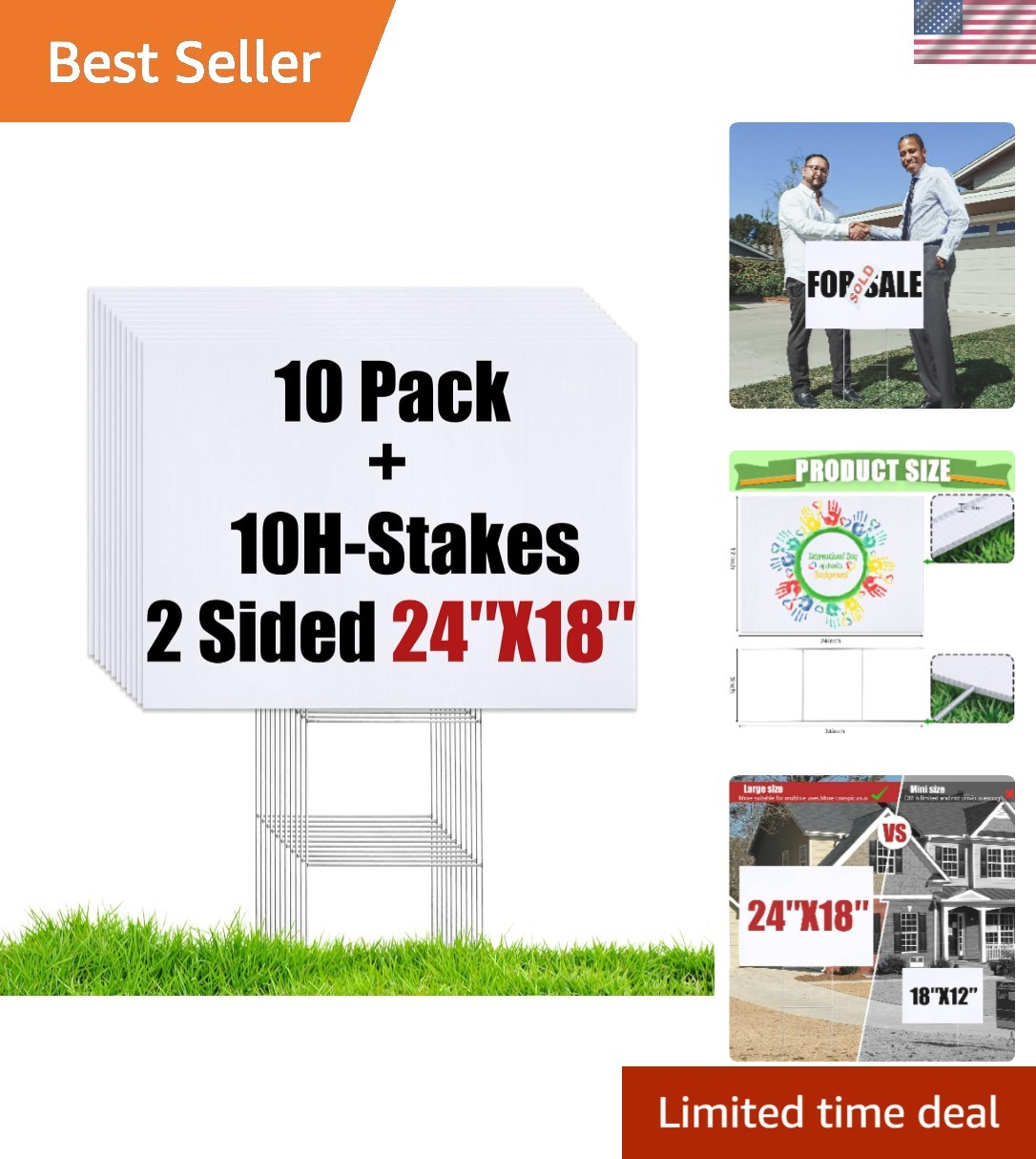10 Large Blank Yard Signs with H-Stakes for Custom Outdoor Events – 18×24 Inches