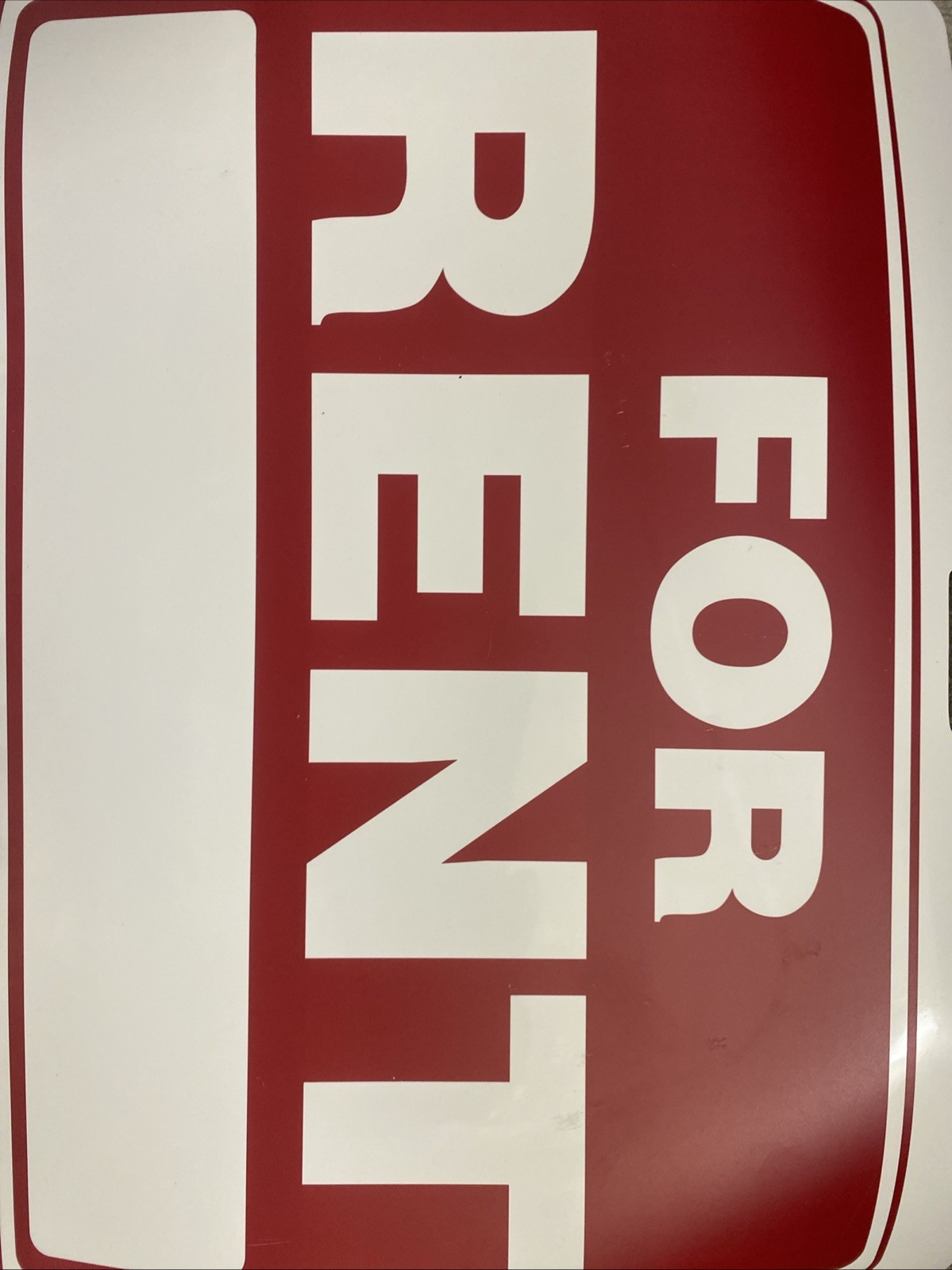 For Rent Sign, 12 Inches by 8 Inches – 20 mil Polystyrene Plastic
