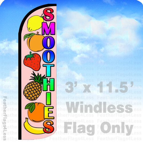 SMOOTHIES – Windless Swooper Flag Feather Banner Sign 3&rsquo;x11.5&prime; (Fruits) q