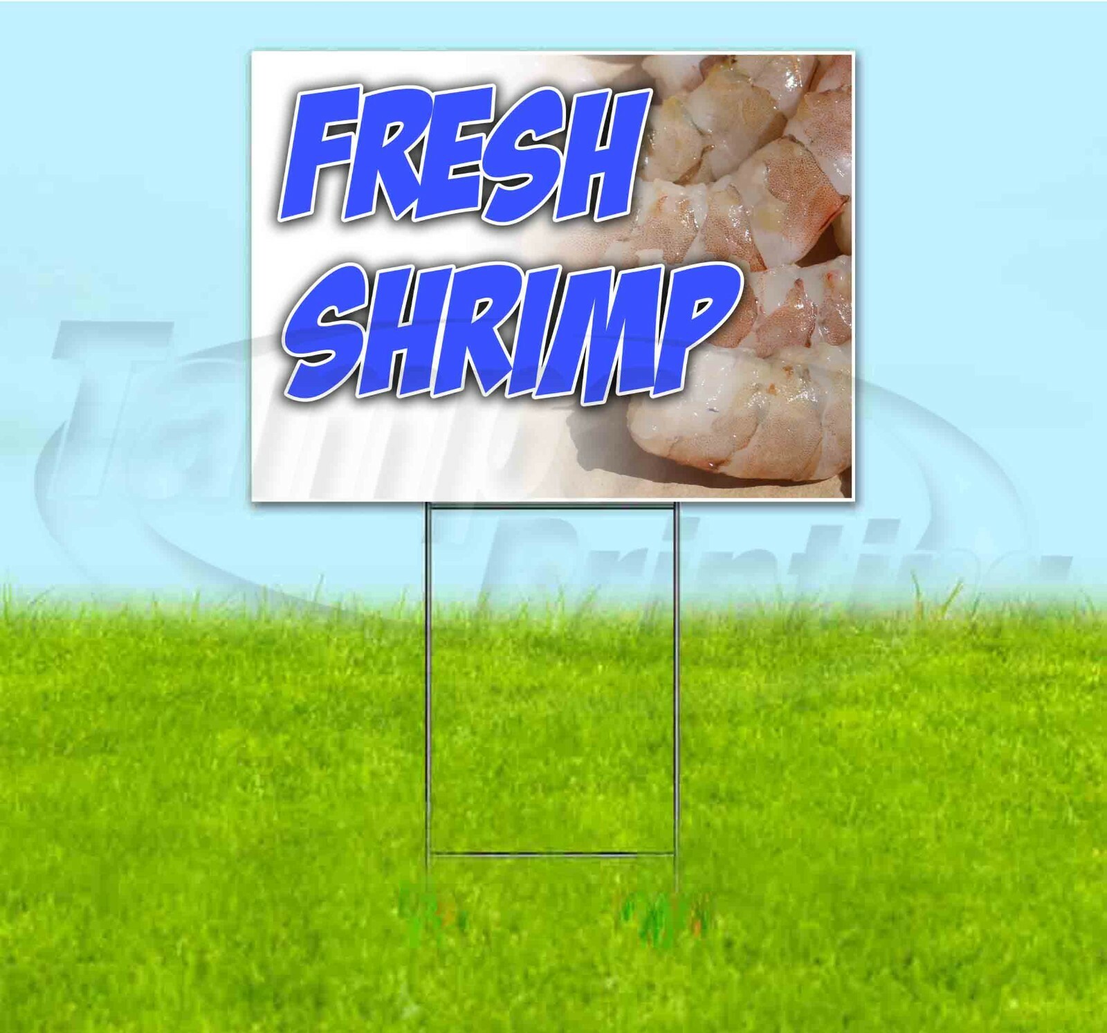 FRESH SHRIMP 18×24 Yard Sign WITH STAKE Corrugated Bandit USA BUSINESS SEAFOOD