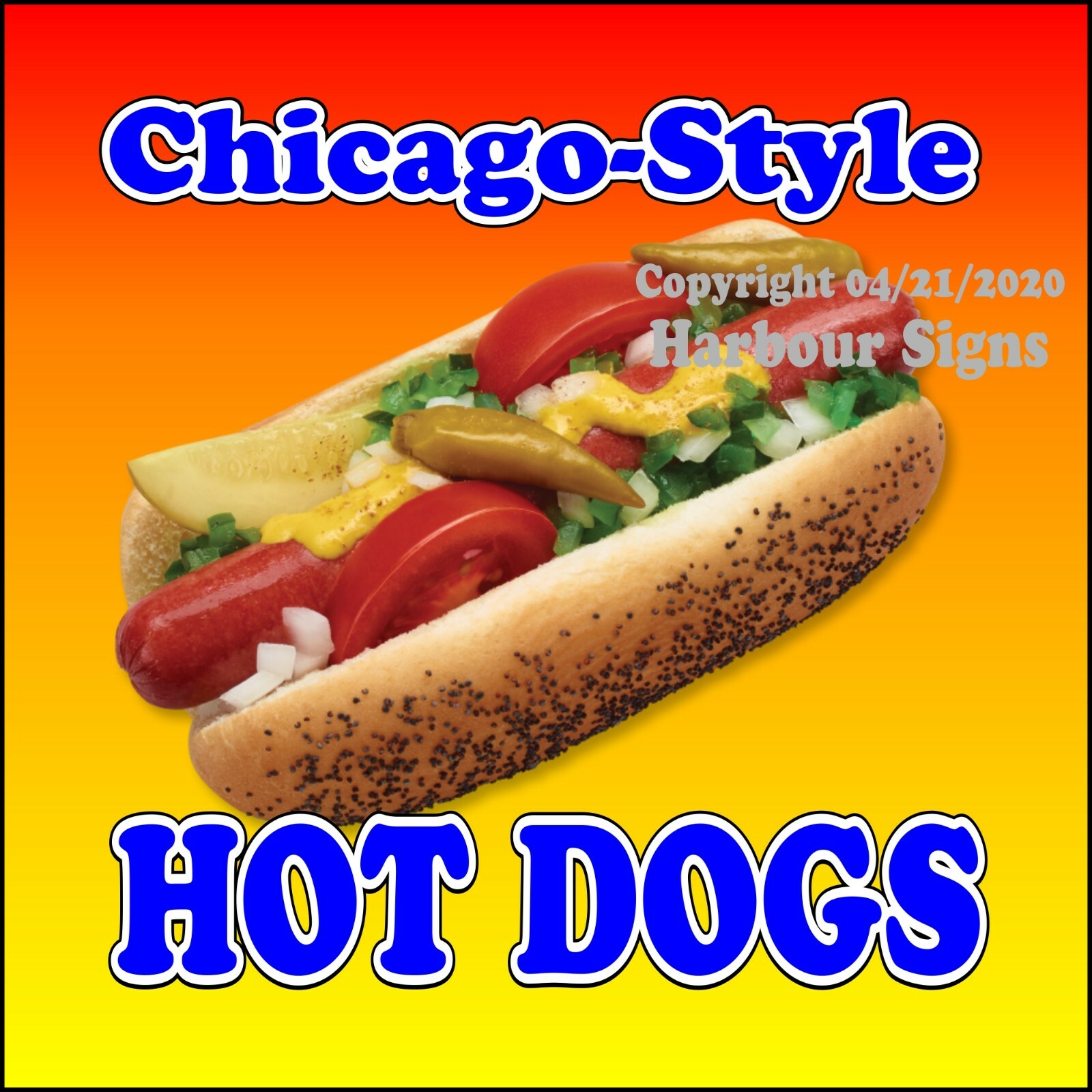 Chicago Style Hot Dog DECAL (Choose Your Size) Concession Food Truck Sticker