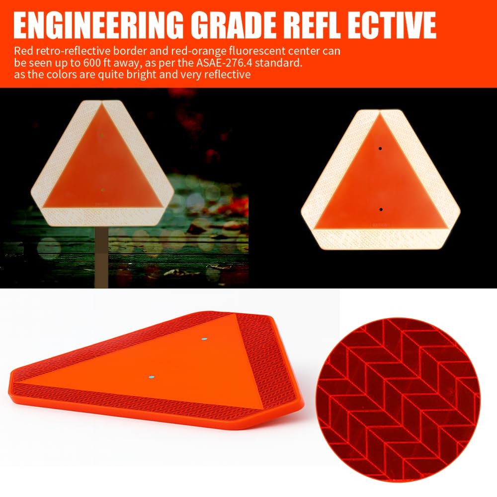 Slow Moving Vehicle Sign Triangle Sign 14&Prime;x16&Prime; Engineering Reflective Up to 7…