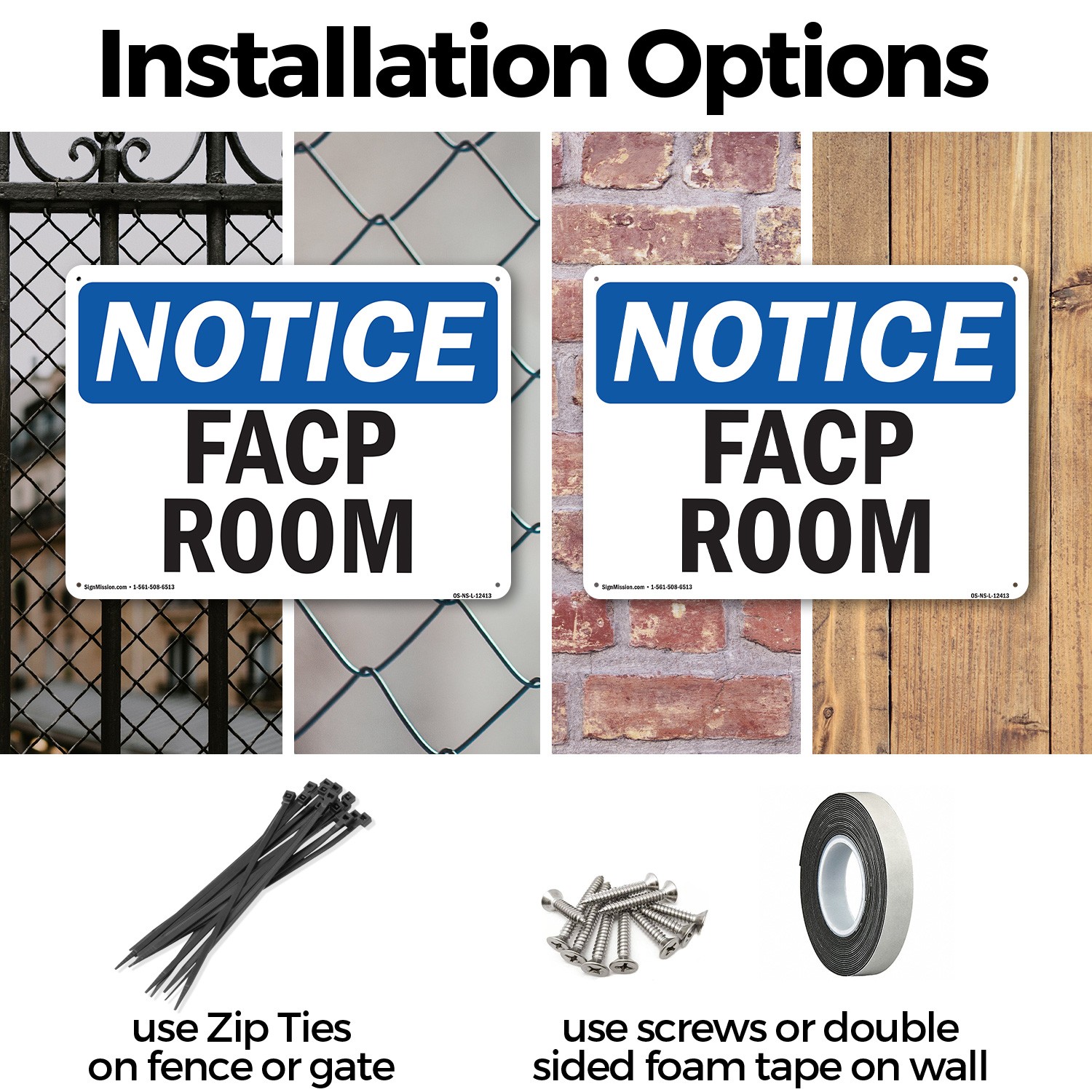 FACP Room OSHA Notice Sign Metal, Plastic, Or Decal – 5 or 10 Pack