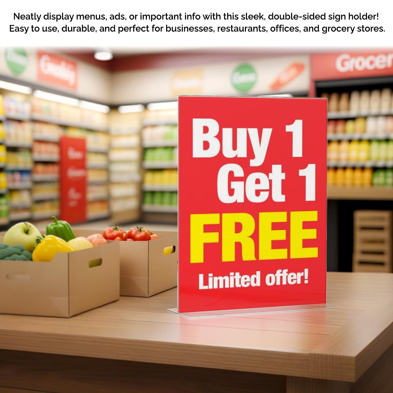 Marketing Holders Sign Holder for 8.5&Prime; x 11&Prime; Signs 8.5&Prime;w x 11&Prime;h, Clear