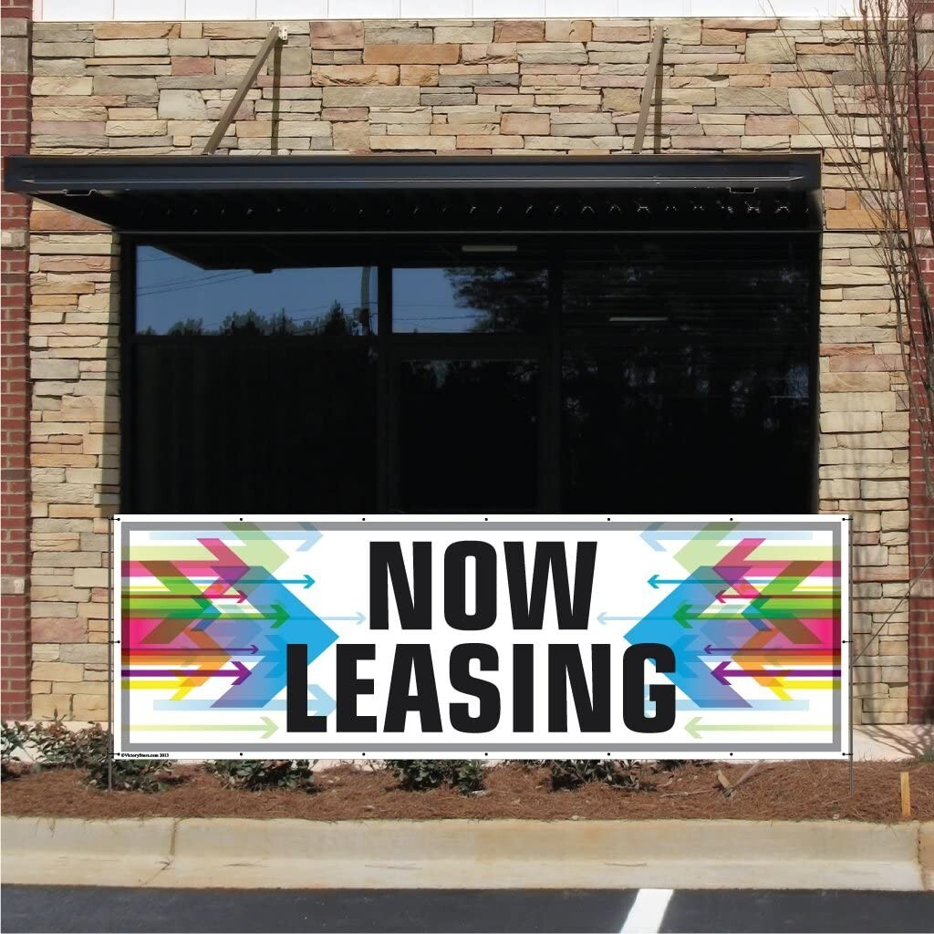 Now Leasing Banner 2×6 Feet Heavy Duty Vinyl with Grommets Every 2 Feet
