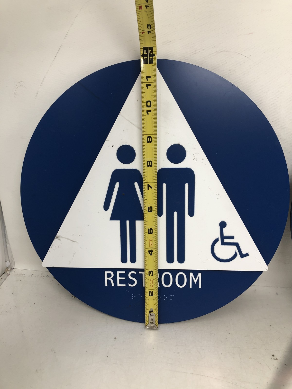 ADA Compliant Unisex Accessible Restroom Sign.Blue/White